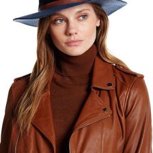 Accesorii Femei David Young Two-Tone Faux Leather Band Panama Hat NAVY