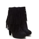 Incaltaminte Femei CheapChic Focus On Fringe Faux Suede Booties Black