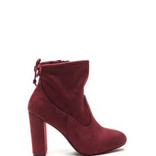 Incaltaminte Femei CheapChic Key To Great Style Chunky Tied Booties Burgundy