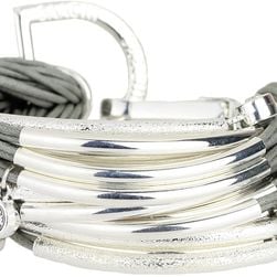 Saachi Grey Silver Multi-Bar Crystal String Bracelet GREY