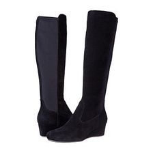 Incaltaminte Femei Rockport Total Motion 45mm Wedge Tall Boot Black Kid Suede