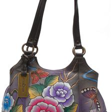 Anuschka Handbags Triple Compartment Medium Satchel Antique Rose Pewter