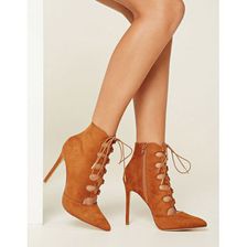 Incaltaminte Femei Forever21 Lace-Up Faux Suede Booties Chestnut