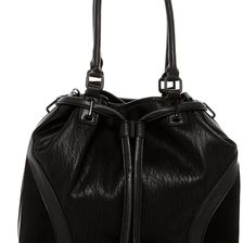 French Connection Heidi Suede Trimmed Tote BLACK