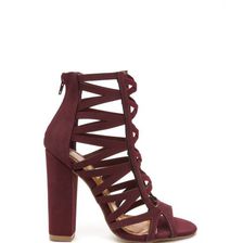 Incaltaminte Femei CheapChic Caged Fighter Faux Nubuck Heels Burgundy