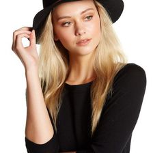 Accesorii Femei David Young Faux Leather Band Wool Felt Panama Hat BLACK