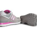 Incaltaminte Femei New Balance Womens Yacht Club 574 Classic Running Shoes Light Grey with Hot Pink White