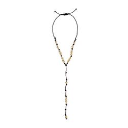 Sam Edelman Knotted Bead Y Necklace Black/Gold