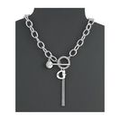 Bijuterii Femei GUESS Chain Toggle Front Neck with Tassel and Charm Necklace SilverCrystalBlue