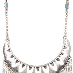 Lucky Brand Openwork Fringe Necklace MEDIUM GRE