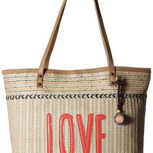 Sakroots Artist Circle Straw XL Tote Citrus Xen Garden