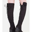 Incaltaminte Femei CheapChic Laces On Faux Suede Thigh-high Boots Black