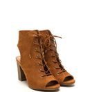 Incaltaminte Femei CheapChic Take A Peep-toe Chunky Faux Suede Heels Whisky