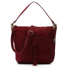 Accesorii Femei Lucky Brand Lucky Brand Carmen Leather Crossbody Bag Burgundy Suede