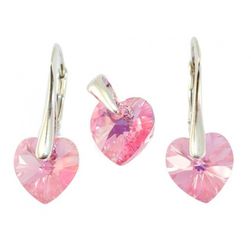 Set argint rose 925, cu Swarovski Elements, Heart, 10 mm