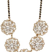 Natasha Accessories 5 Station Mini Flower Necklace ANTIQUE GOLD-CRYSTAL