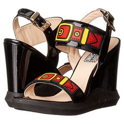 Incaltaminte Femei LOVE Moschino Sandal Wedge with Painted Buckles Black