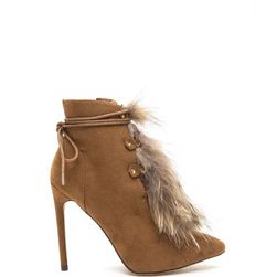 Incaltaminte Femei CheapChic Bold Entrance Furry Lace-up Booties Tan