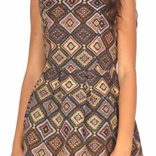 Rochie office neagra cu imprimeu aztec CM933N