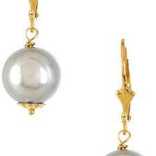 Savvy Cie 10-11mm Gray Cultured Pearl Drop Earrings YELLOW-WHITE