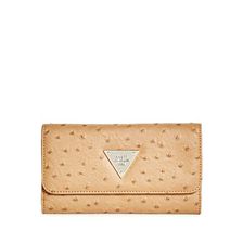 Accesorii Femei GUESS Stanwood Cognac Ostrich-Embossed Wallet cognac