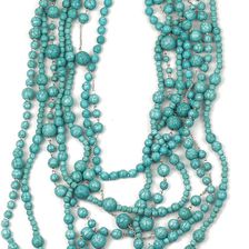 Eye Candy Los Angeles Turquoise Bead Multi-Strand Necklace Silver