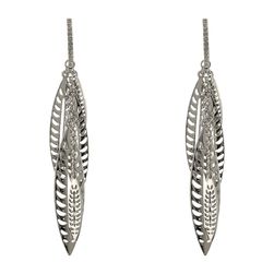 Rebecca Minkoff Leaf Chandelier Earrings Imitation Rhodium/Black Diamond