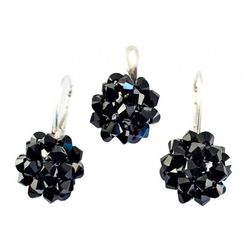 Set Argint 925 cu Swarovski Elements, Jet, 16mm