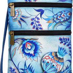 Anuschka Handbags Mini Double Zip Travel Crossbody Bewitching Blues