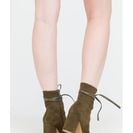 Incaltaminte Femei CheapChic Play Your Lace Faux Suede Block Heels Olive