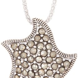 Savvy Cie Sterling Silver Pave Marcasite Star Pendant Necklace MULTI