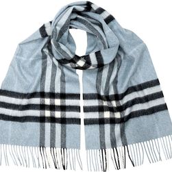 Burberry Classic Cashmere Scarf in Check - Dusty Bue N/A