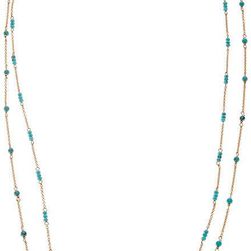 Ralph Lauren Double-Row Chain Necklace Turq/Gold