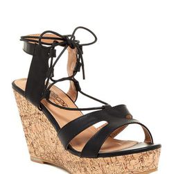 Incaltaminte Femei Elegant Footwear Topaz Lace-Up Wedge Sandal BLACK