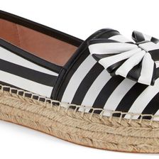 Kate Spade New York Linds Bow Espadrille Flat BLACK-WHITE