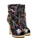 Incaltaminte Femei CheapChic Party Perf Slouchy Pointy Sequin Booties Rainbow