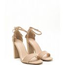 Incaltaminte Femei CheapChic Put A Bow On It Faux Suede Chunky Heels Natural