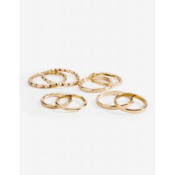 Bijuterii Femei CheapChic Haven Textured Midi Ring Set Met Gold