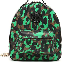 Versace Palazzo Camoupard Nappa Backpack MULTI NEROD.GREEN/ORO