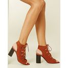 Incaltaminte Femei Forever21 Lace-Up Faux Suede Cutout Heels Rust