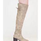Incaltaminte Femei CheapChic Laces On Faux Leather Thigh-high Boots Taupe