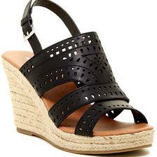 Rampage Ram Harper Laser Cut Wedge Sandal BLACK PU