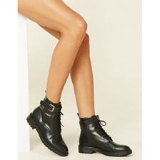 Incaltaminte Femei Forever21 Faux Leather Lace-Up Booties Black