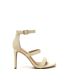 Incaltaminte Femei CheapChic Triple Crown Strappy Faux Leather Heels Ivory