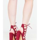 Incaltaminte Femei CheapChic Finding Loopholes Lace-up Chunky Heels Wine