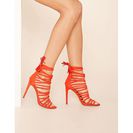 Incaltaminte Femei Forever21 Caged Faux Suede Heels Red