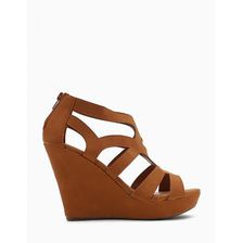 Incaltaminte Femei CheapChic Cutout Multi Strap Wedge Cognac