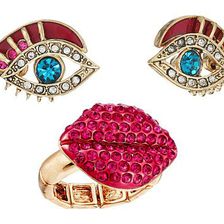 Bijuterii Femei Betsey Johnson Eye Stud Earrings and Lip Stretch Ring Set Multi