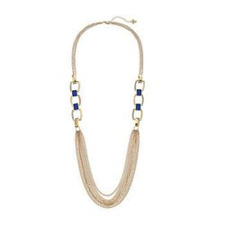 Bijuterii Femei GUESS Faux Leather Links and Multi Chain Necklace GoldBlue