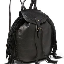 Ralph Lauren Fringed Leather Backpack Black